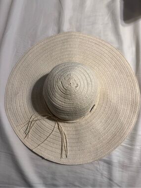 Panama Jack Cream Straw Sun Hat Wide Brim Floppy Summer Beach Resort
